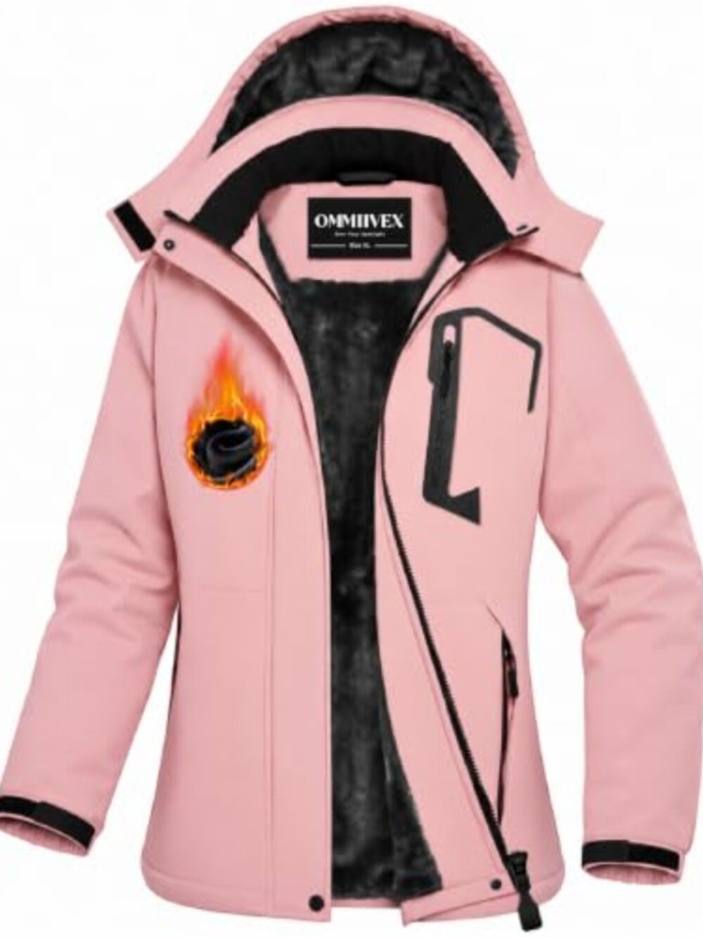 Women Winter Coat Waterproof Windbreaker Ski Jacket Rabbit Fur Lined